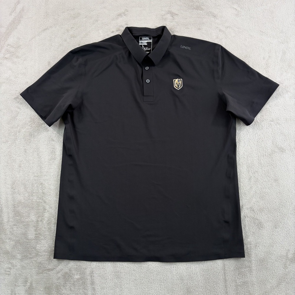 UNRL Legend x Las Vegas Knights Performance Pique Golf Polo Shirt Black Men Larg